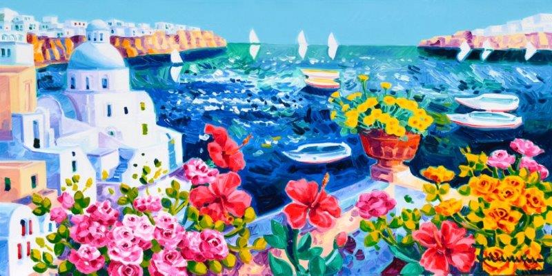 Santorini nell’arte: l’isola dell’amore secondo Faccincani